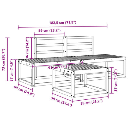 Outdoor Sofa Set 3 pcs Natural Solid Acacia Wood