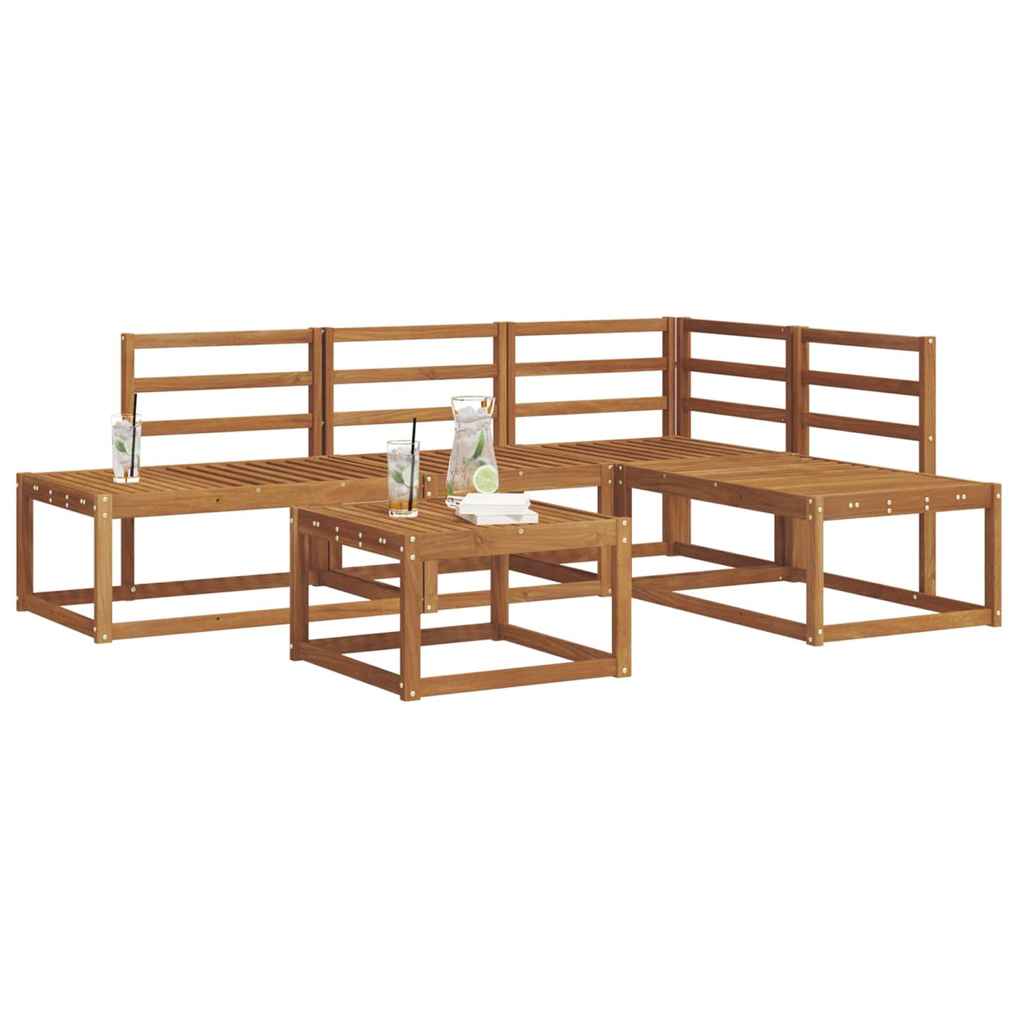 Outdoor Sofa Set 5 Piece Natural Solid Acacia Wood