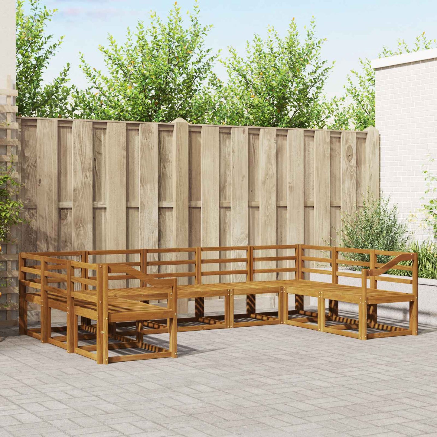 Outdoor Sofa Set 9 pcs Natural Solid Acacia Wood