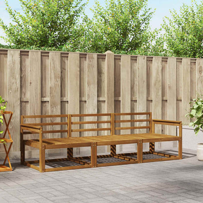 Outdoor Sofa Set 3 pcs Natural Solid Acacia Wood