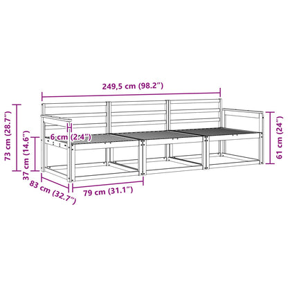 Outdoor Sofa Set 3 pcs Natural Solid Acacia Wood