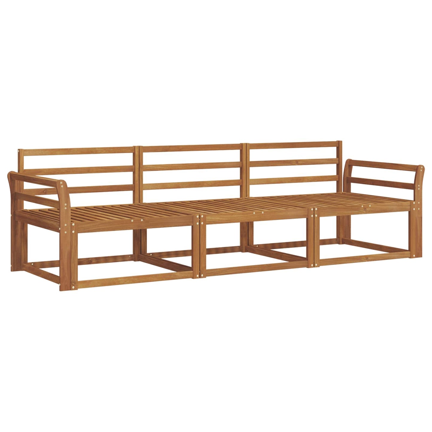 Outdoor Sofa Set 3 pcs Natural Solid Acacia Wood