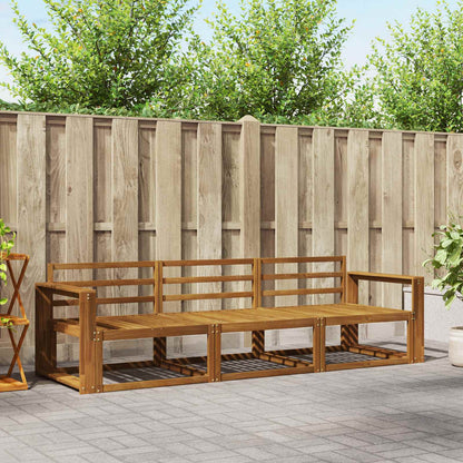 Outdoor Sofa Set 3 pcs Natural Solid Acacia Wood