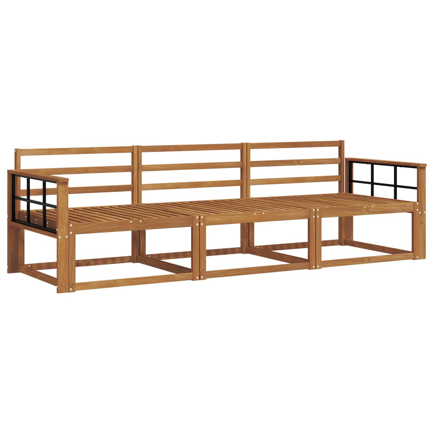 Outdoor Sofa Set 3 pcs Natural Solid Acacia Wood