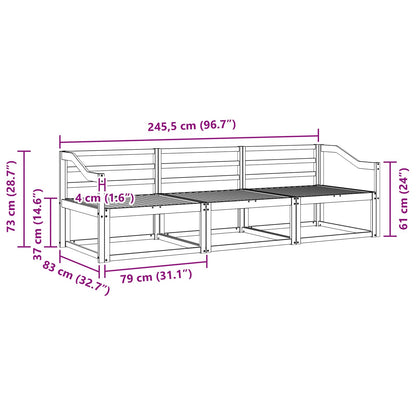 Outdoor Sofa Set 3 pcs Natural Solid Acacia Wood