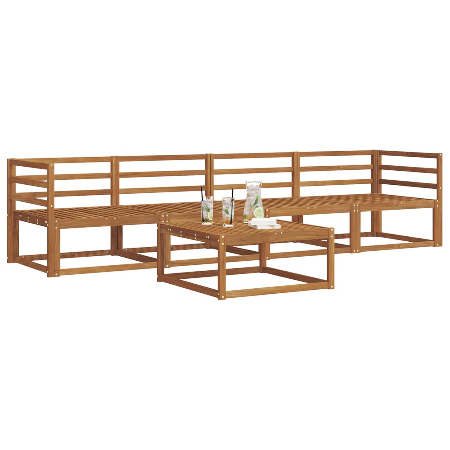 Outdoor Sofa Set 5 pcs Natural Solid Acacia Wood