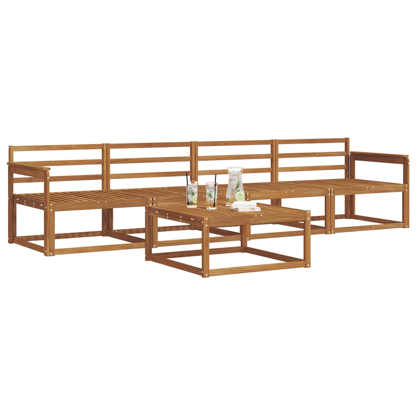 Outdoor Sofa Set 5 pcs Natural Solid Acacia Wood