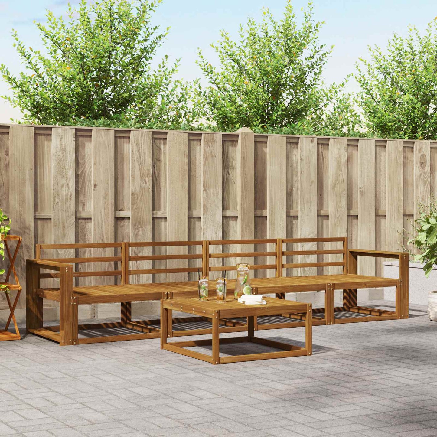 Outdoor Sofa Set 5 pcs Natural Solid Acacia Wood