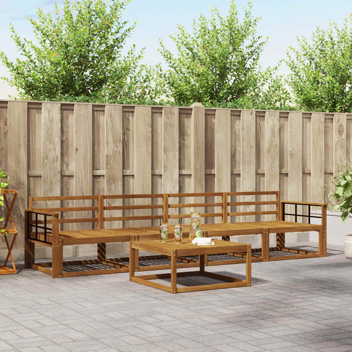 Outdoor Sofa Set 5 pcs Natural Solid Acacia Wood