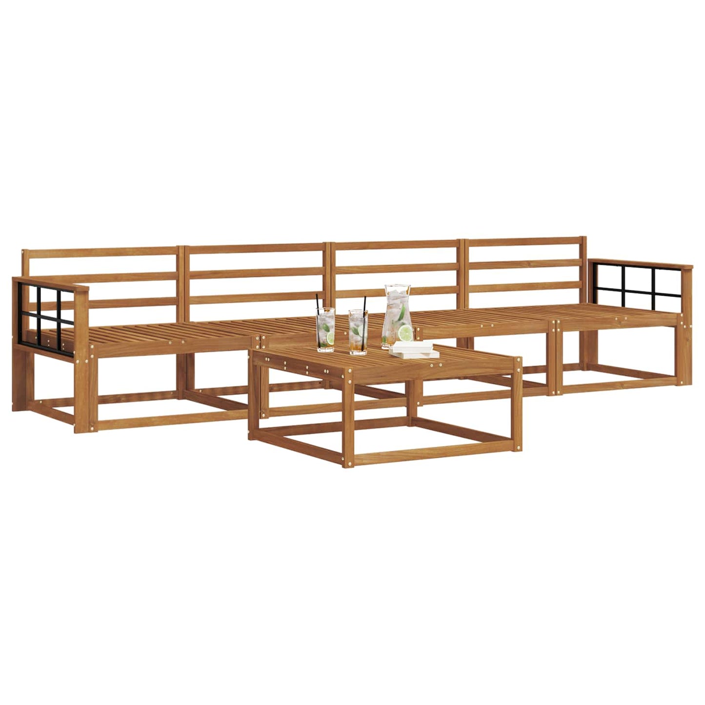 Outdoor Sofa Set 5 pcs Natural Solid Acacia Wood