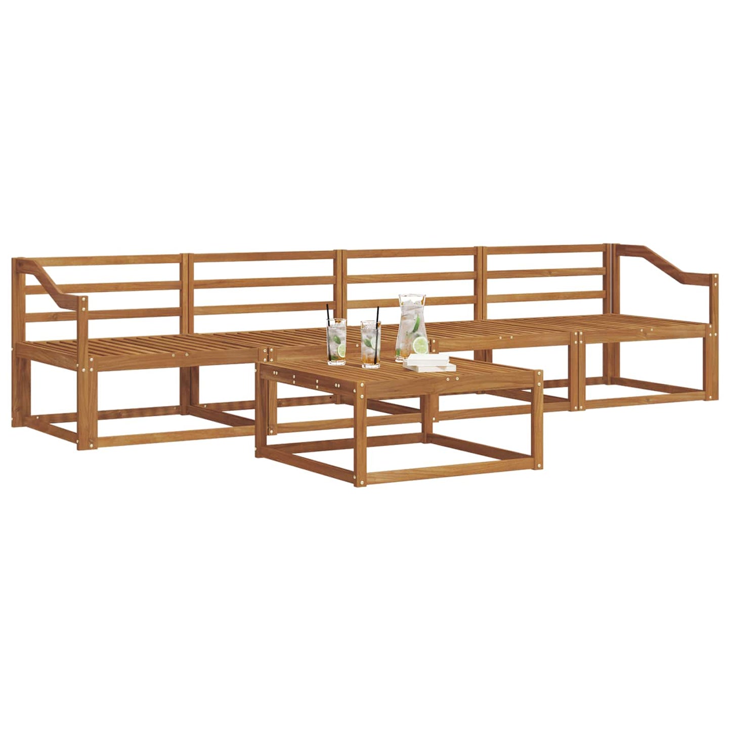 Outdoor Sofa Set 5 pcs Natural Solid Acacia Wood