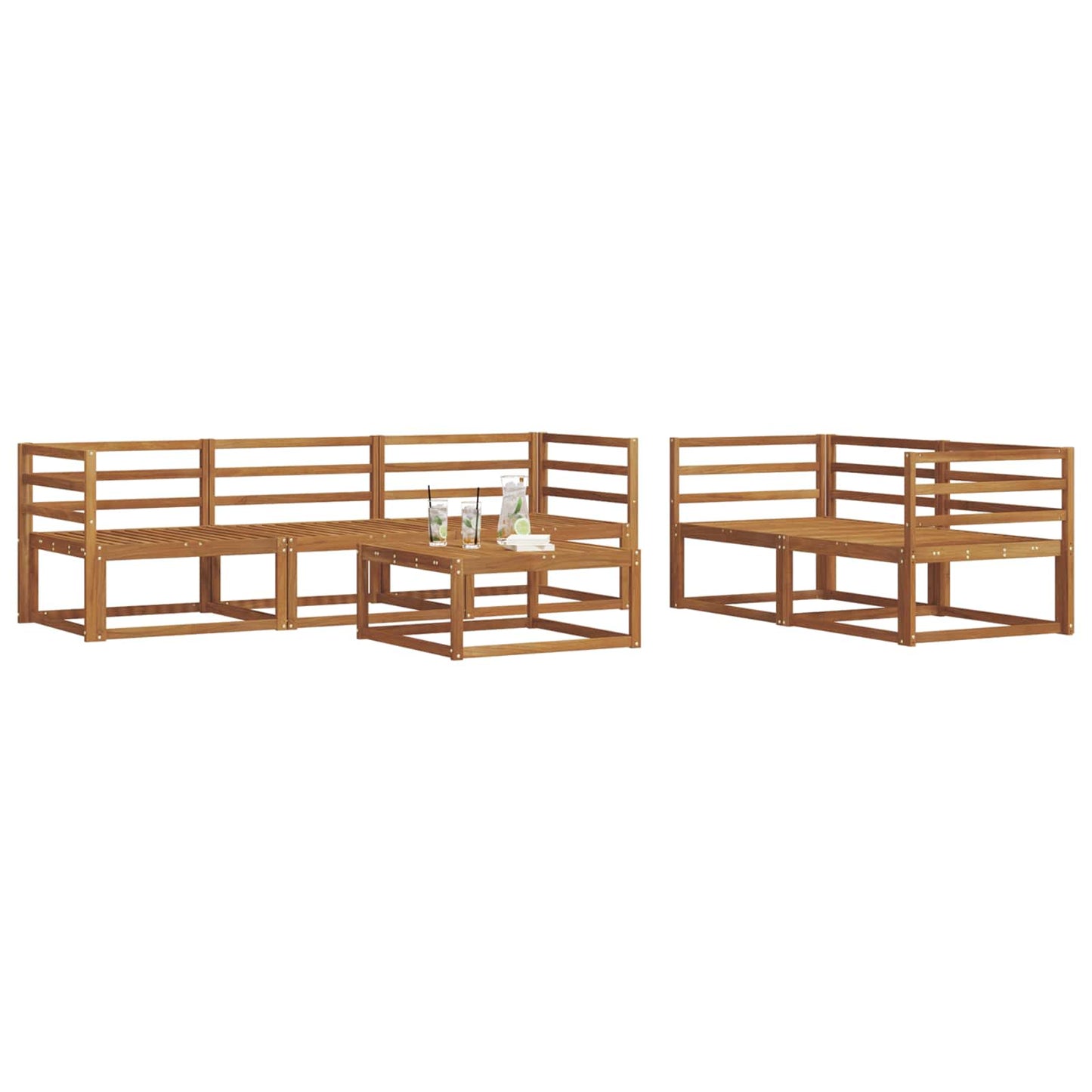 Outdoor Sofa Set 6 pcs Natural Solid Acacia Wood