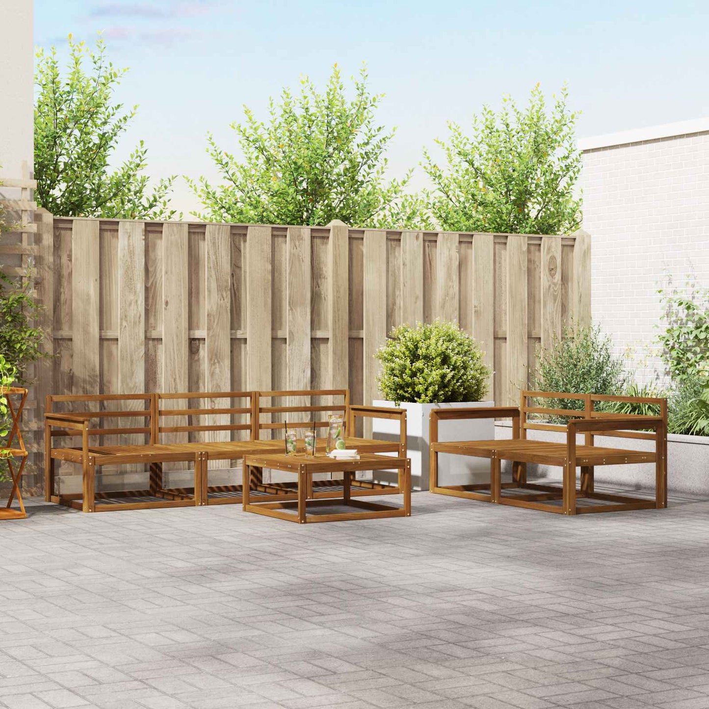 Outdoor Sofa Set 6 pcs Natural Solid Acacia Wood