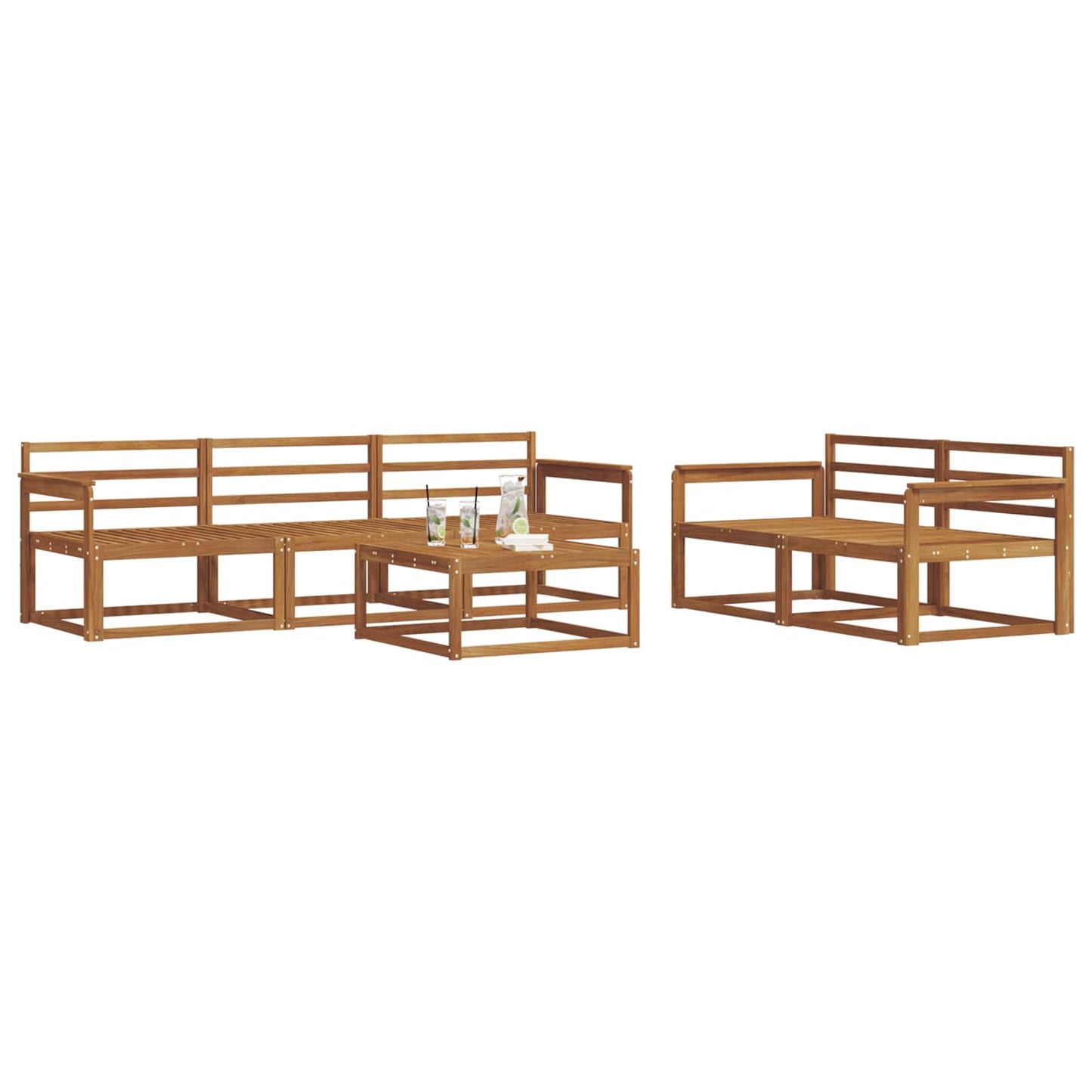 Outdoor Sofa Set 6 pcs Natural Solid Acacia Wood