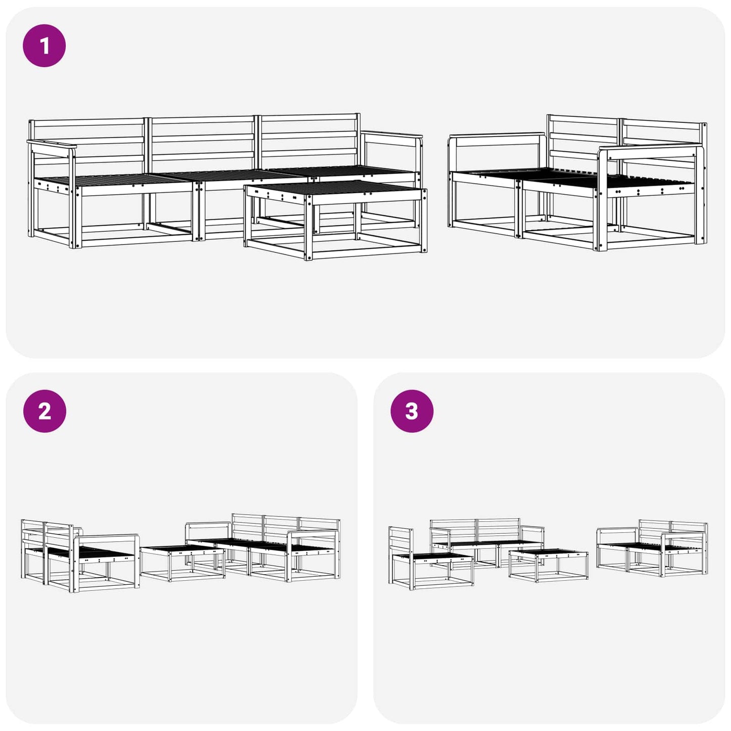 Outdoor Sofa Set 6 pcs Natural Solid Acacia Wood