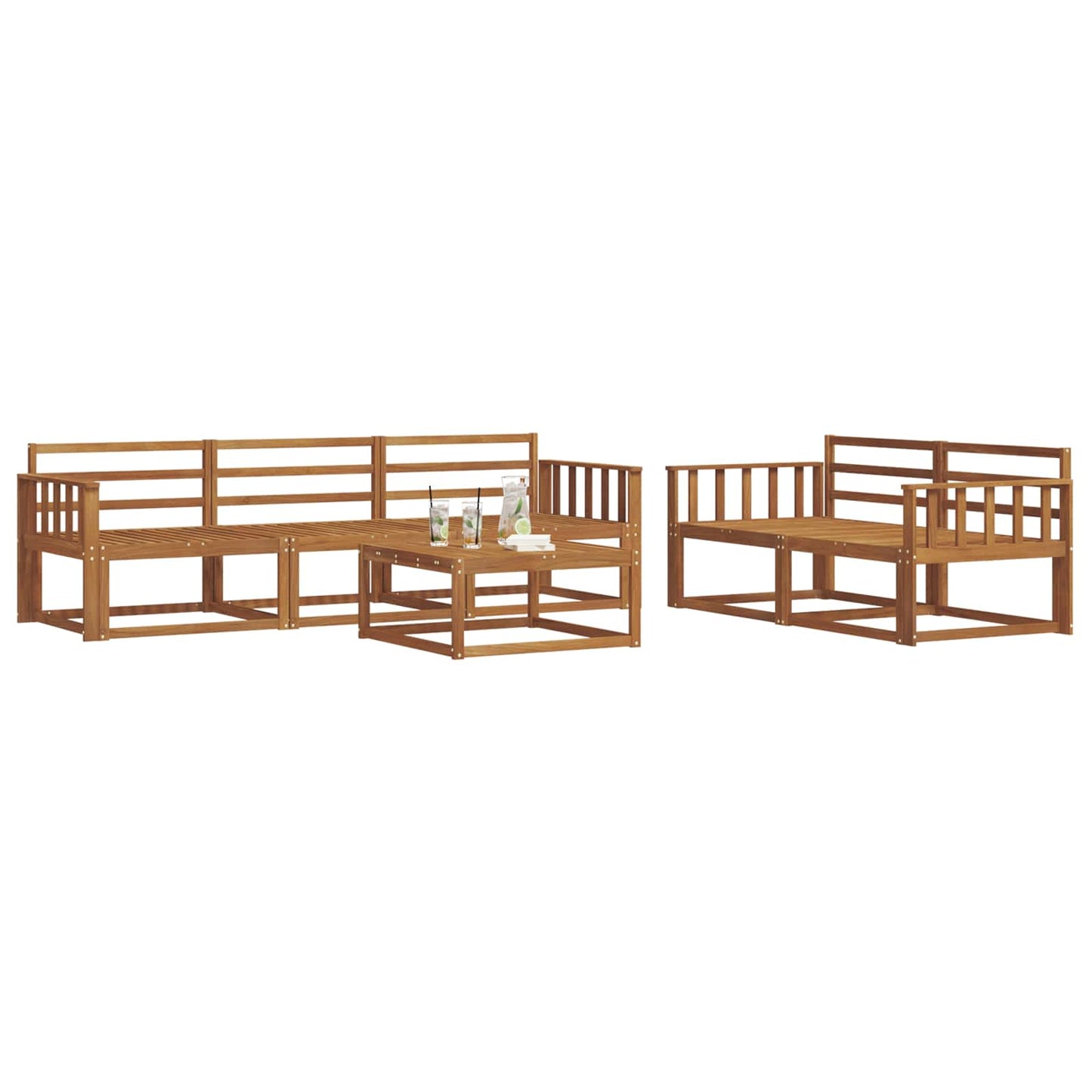 Outdoor Sofa Set 6 pcs Natural Solid Acacia Wood