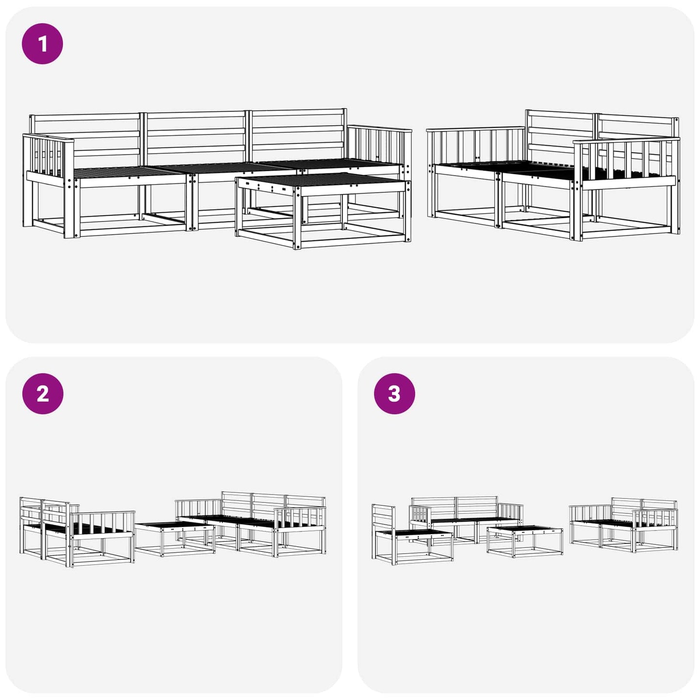 Outdoor Sofa Set 6 pcs Natural Solid Acacia Wood