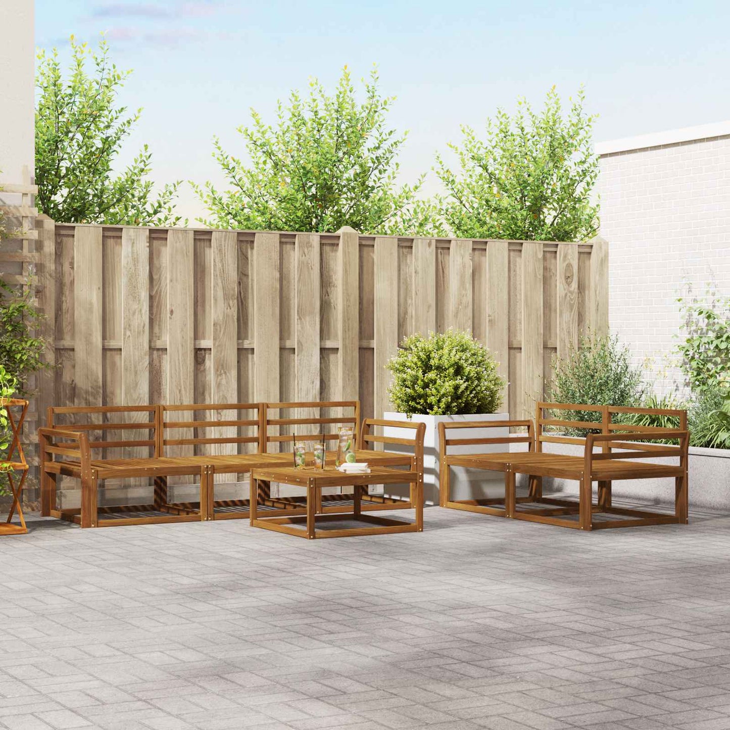 Outdoor Sofa Set 6 pcs Natural Solid Acacia Wood