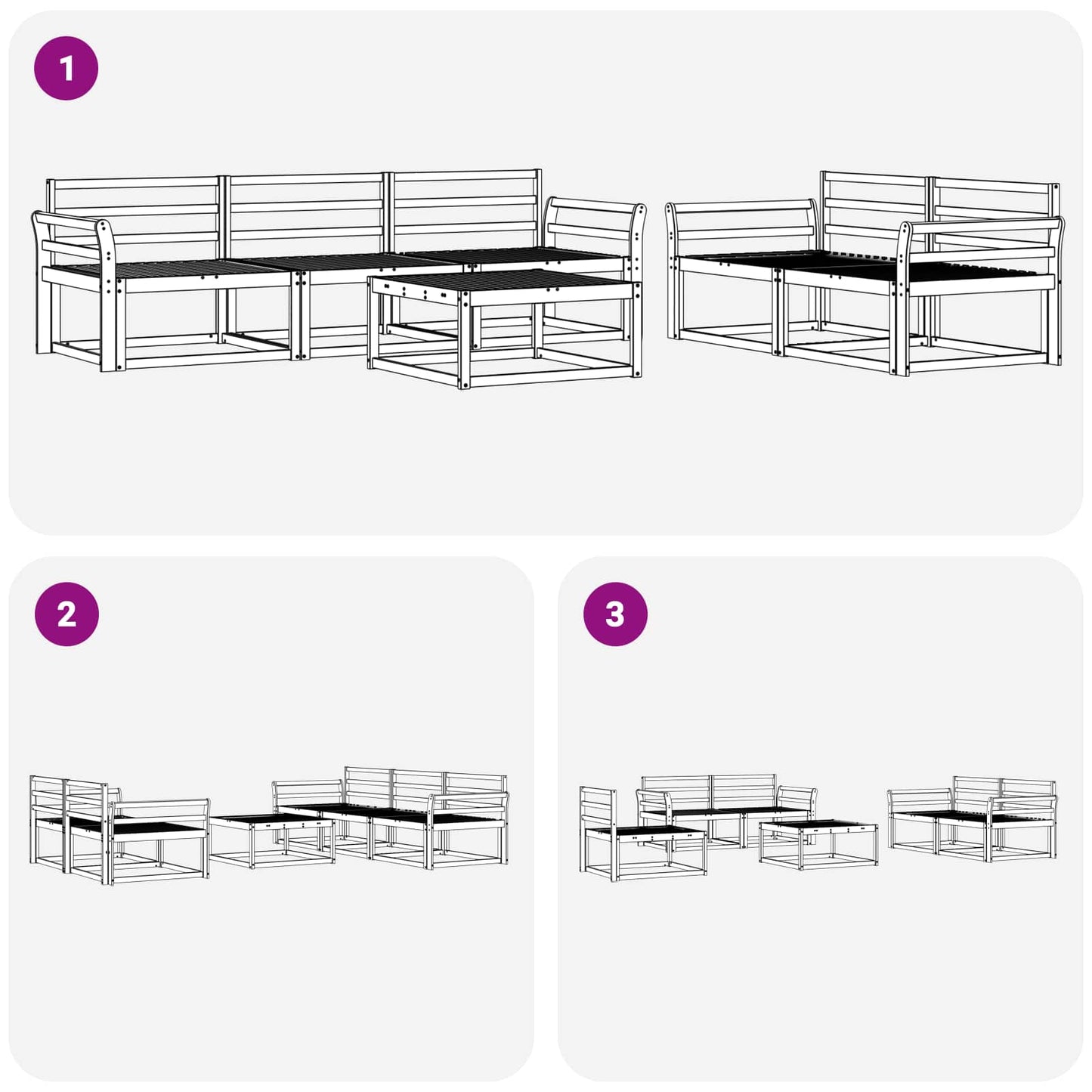 Outdoor Sofa Set 6 pcs Natural Solid Acacia Wood