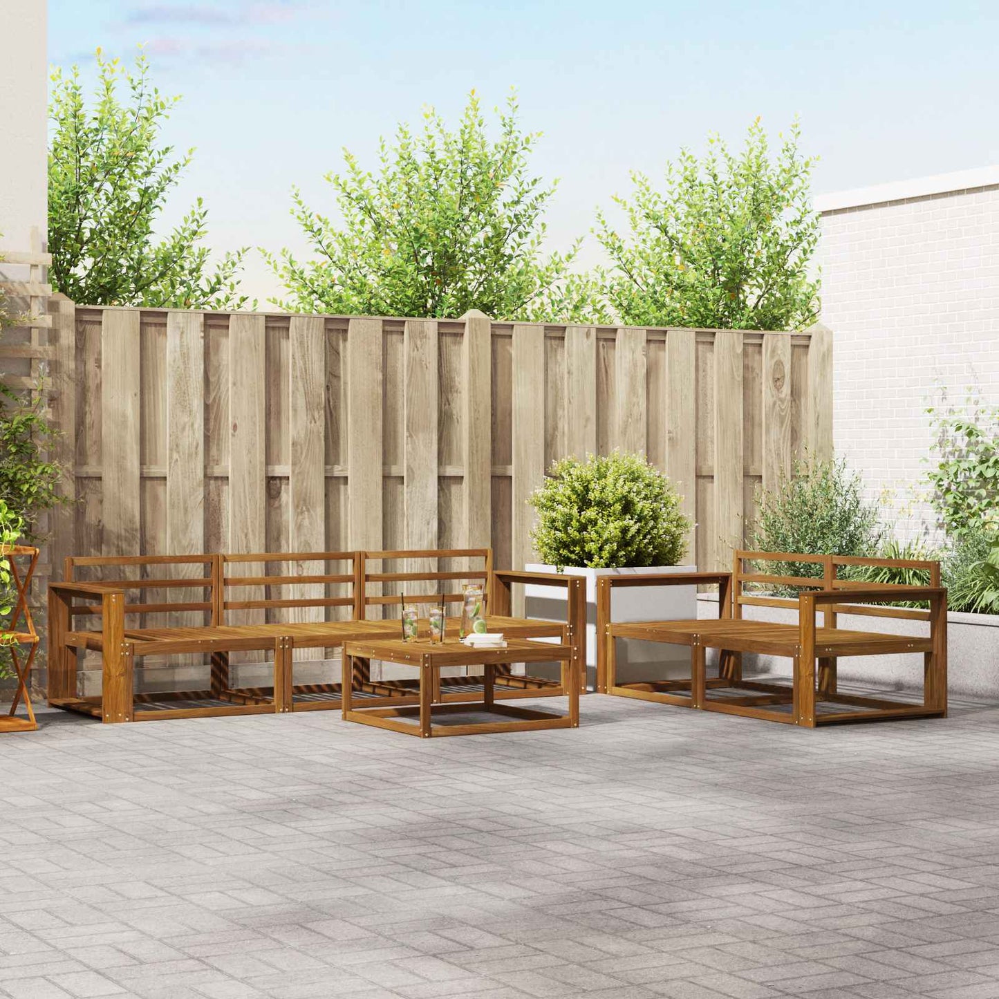 Outdoor Sofa Set 6 pcs Natural Solid Acacia Wood