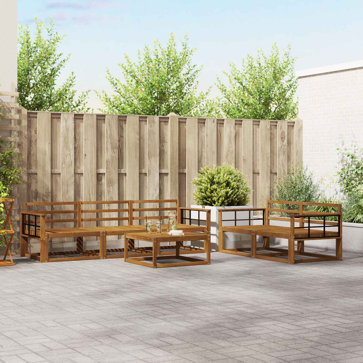 Outdoor Sofa Set 6 pcs Natural Solid Acacia Wood