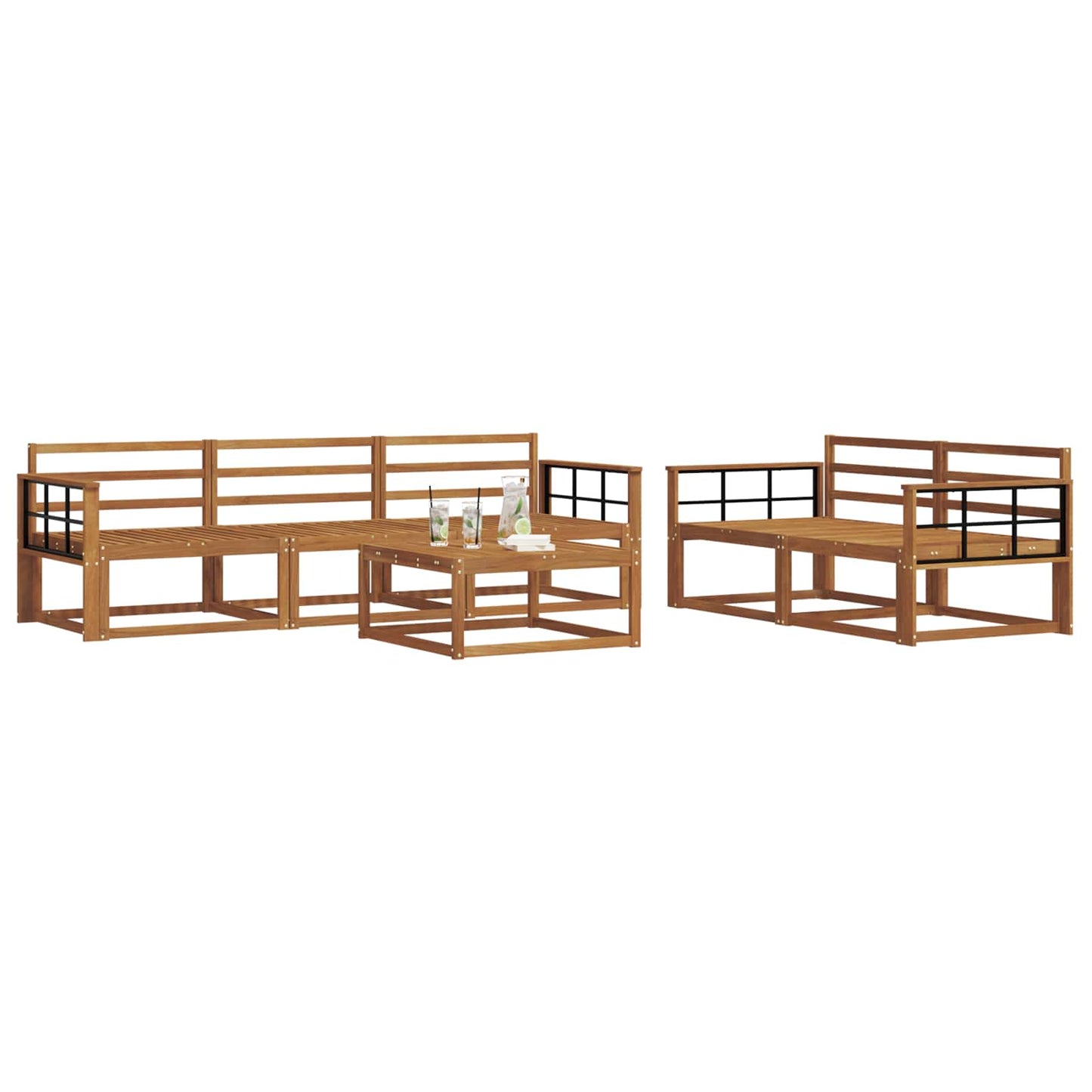 Outdoor Sofa Set 6 pcs Natural Solid Acacia Wood