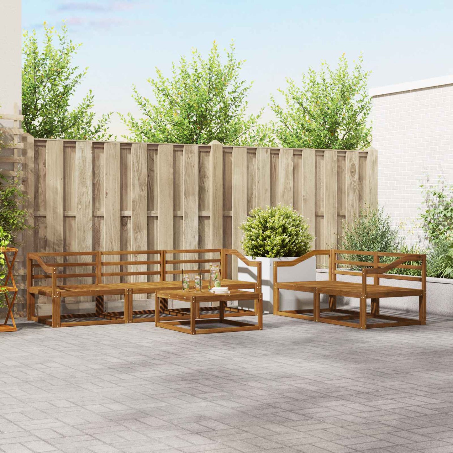 Outdoor Sofa Set 6 pcs Natural Solid Acacia Wood