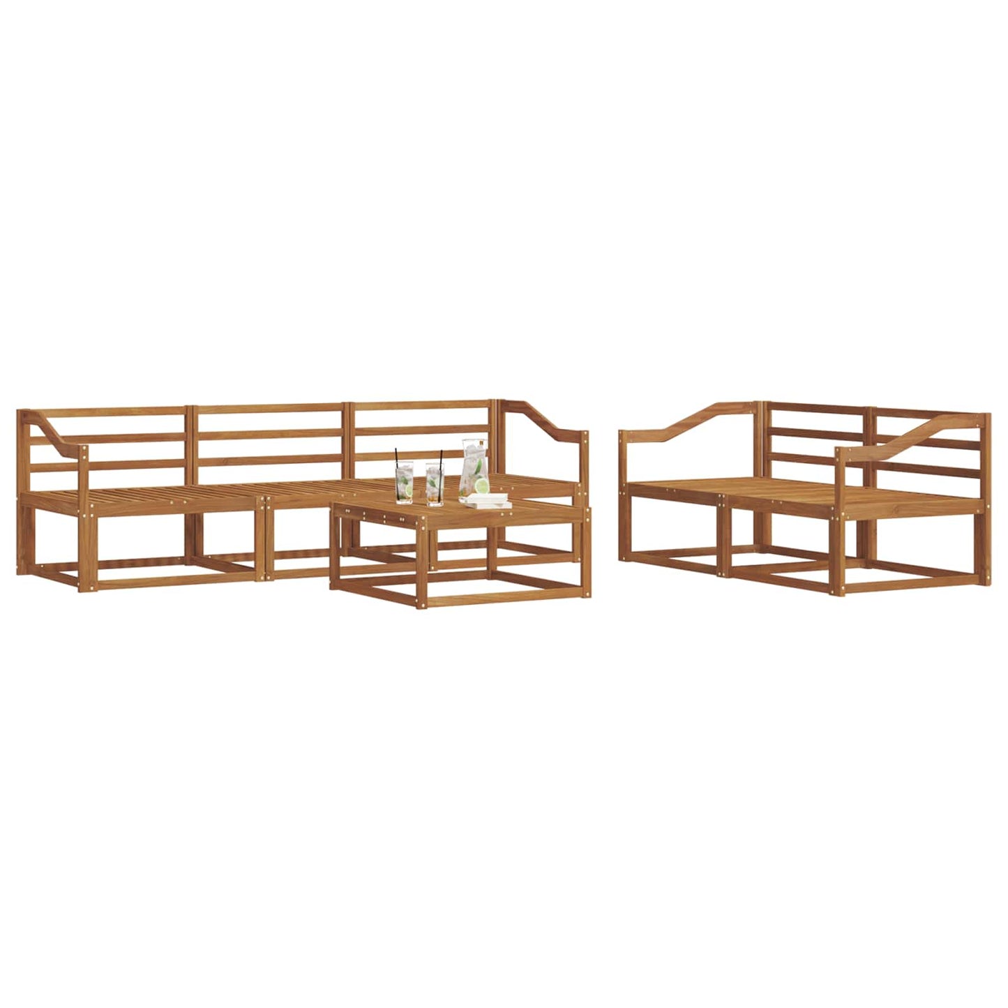 Outdoor Sofa Set 6 pcs Natural Solid Acacia Wood