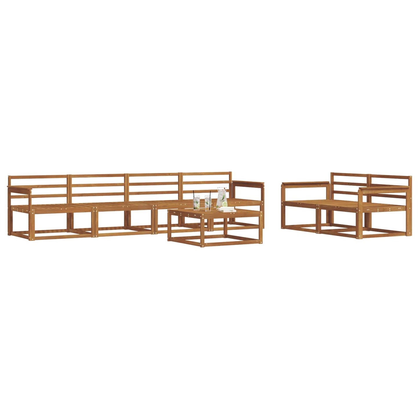 Outdoor Sofa Set 7 pcs Natural Solid Acacia Wood