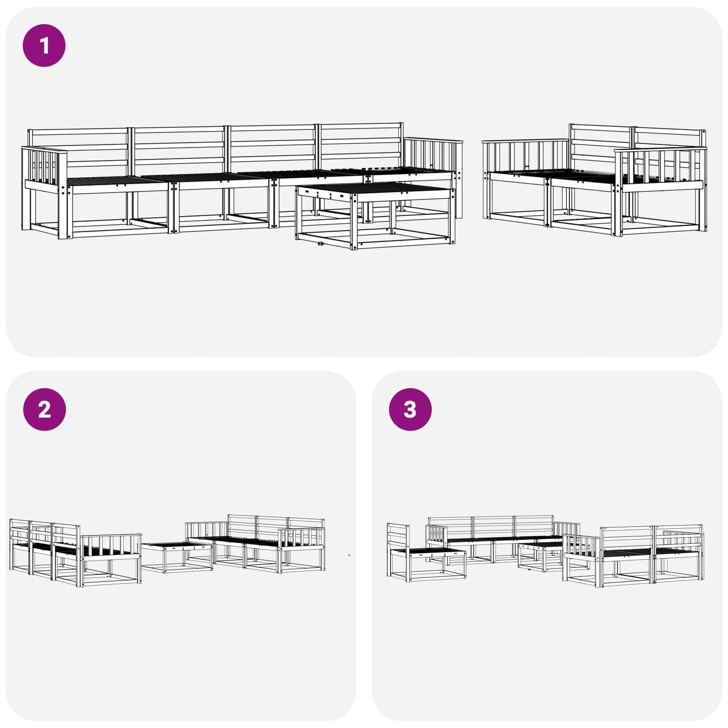 Outdoor Sofa Set 7 pcs Natural Solid Acacia Wood