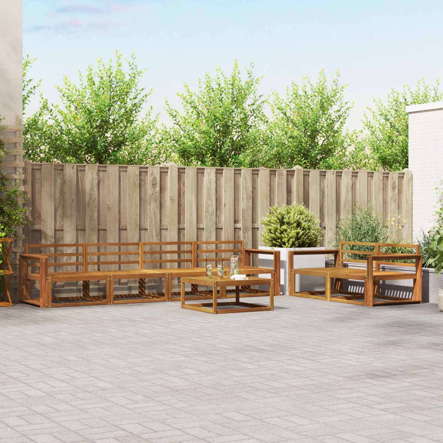 Outdoor Sofa Set 7 pcs Natural Solid Acacia Wood