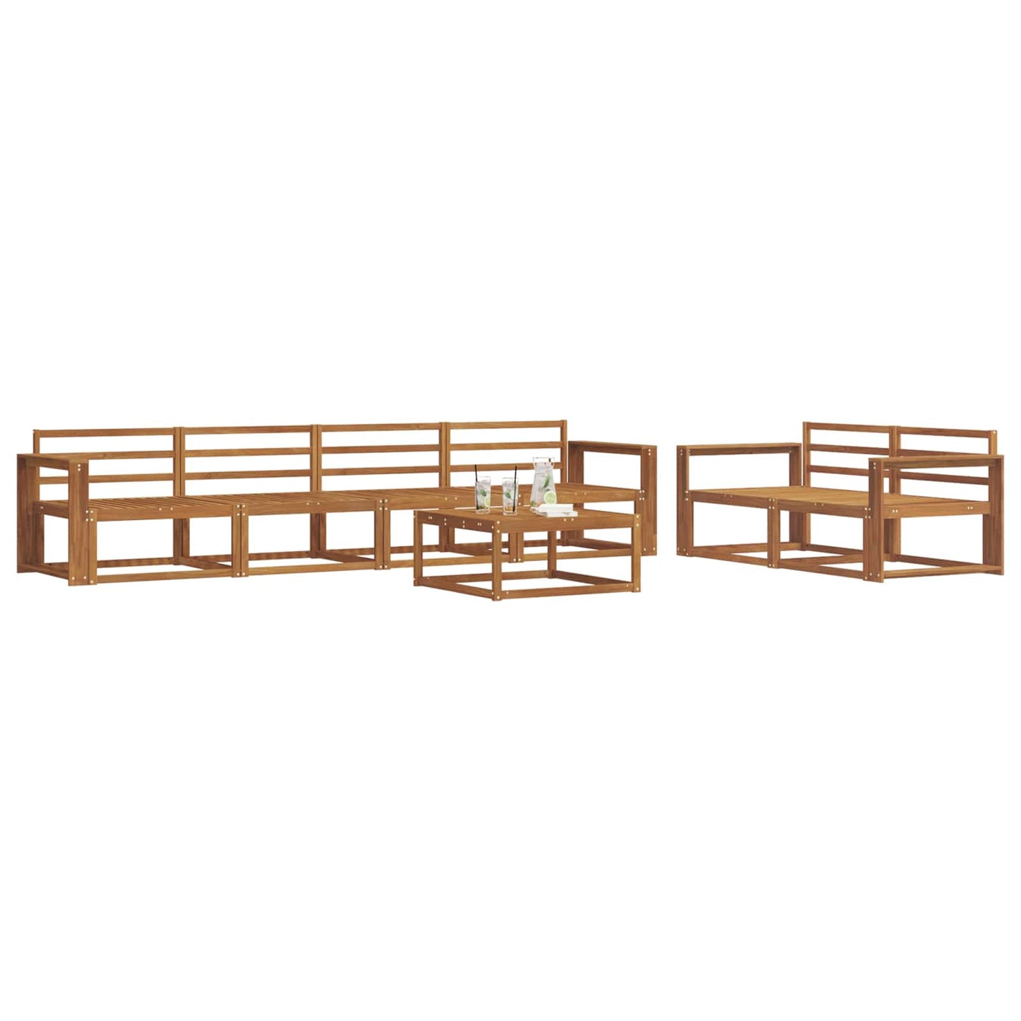 Outdoor Sofa Set 7 pcs Natural Solid Acacia Wood