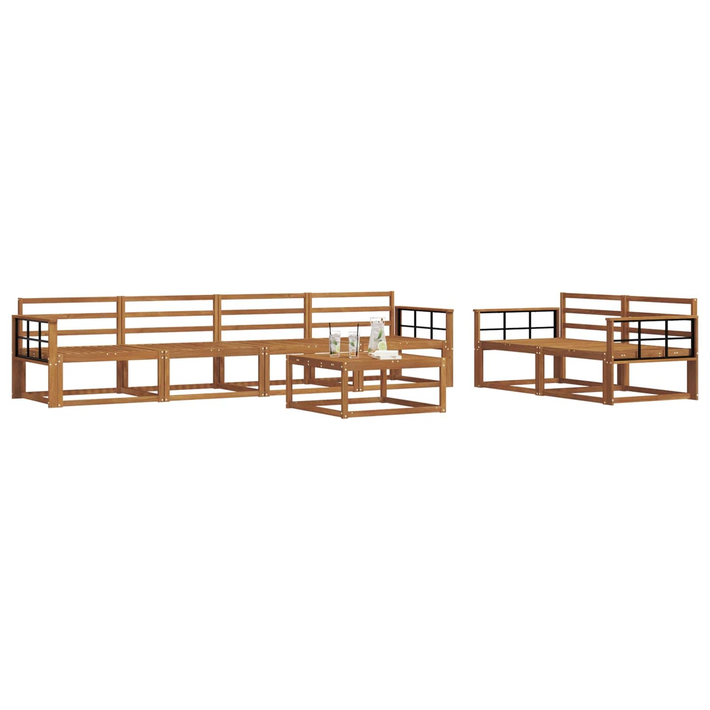 Outdoor Sofa Set 7 pcs Natural Solid Acacia Wood