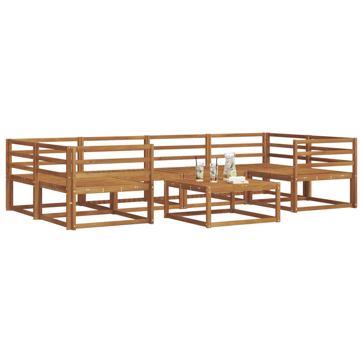 Outdoor Sofa Set 7 pcs Natural Solid Acacia Wood