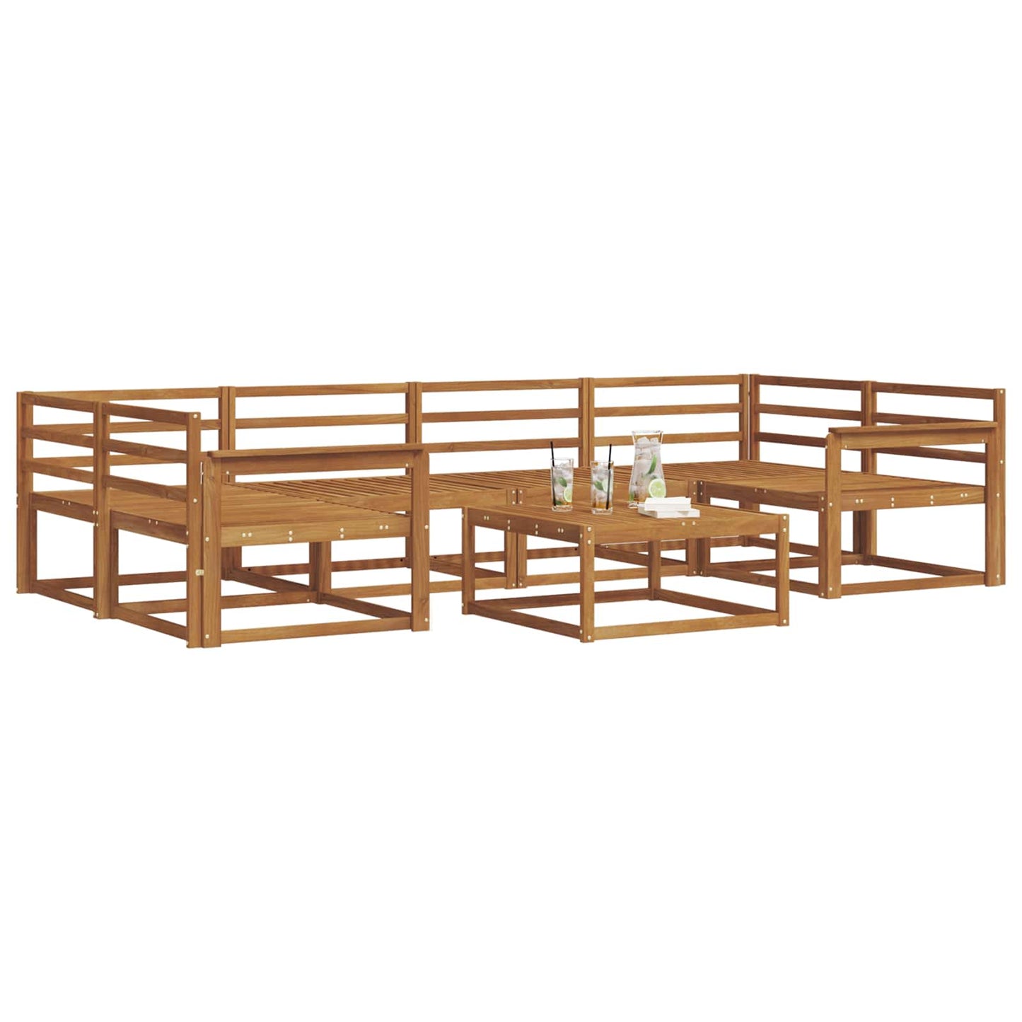 Outdoor Sofa Set 7 pcs Natural Solid Acacia Wood