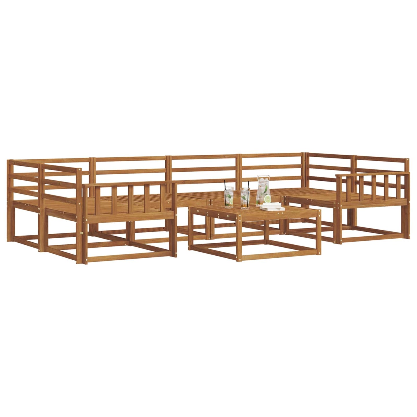 Outdoor Sofa Set 7 pcs Natural Solid Acacia Wood