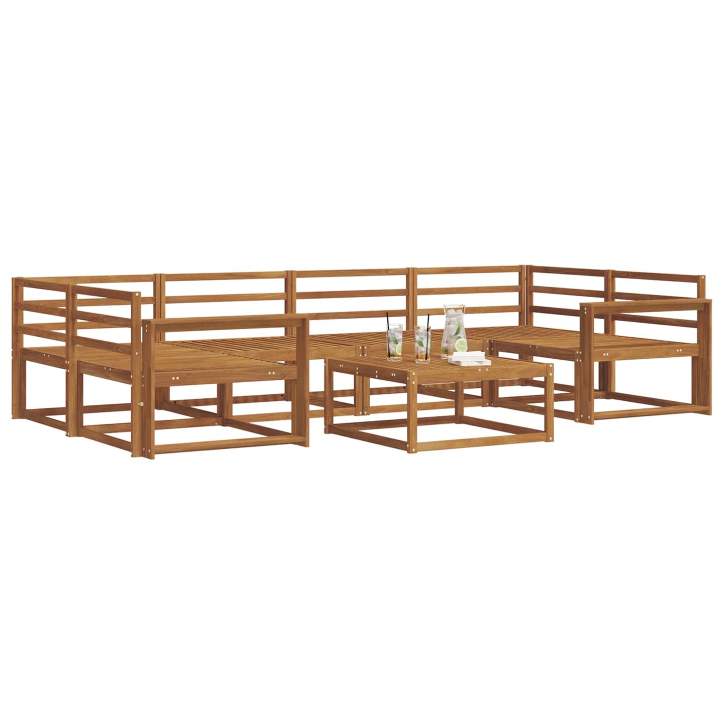 Outdoor Sofa Set 7 pcs Natural Solid Acacia Wood