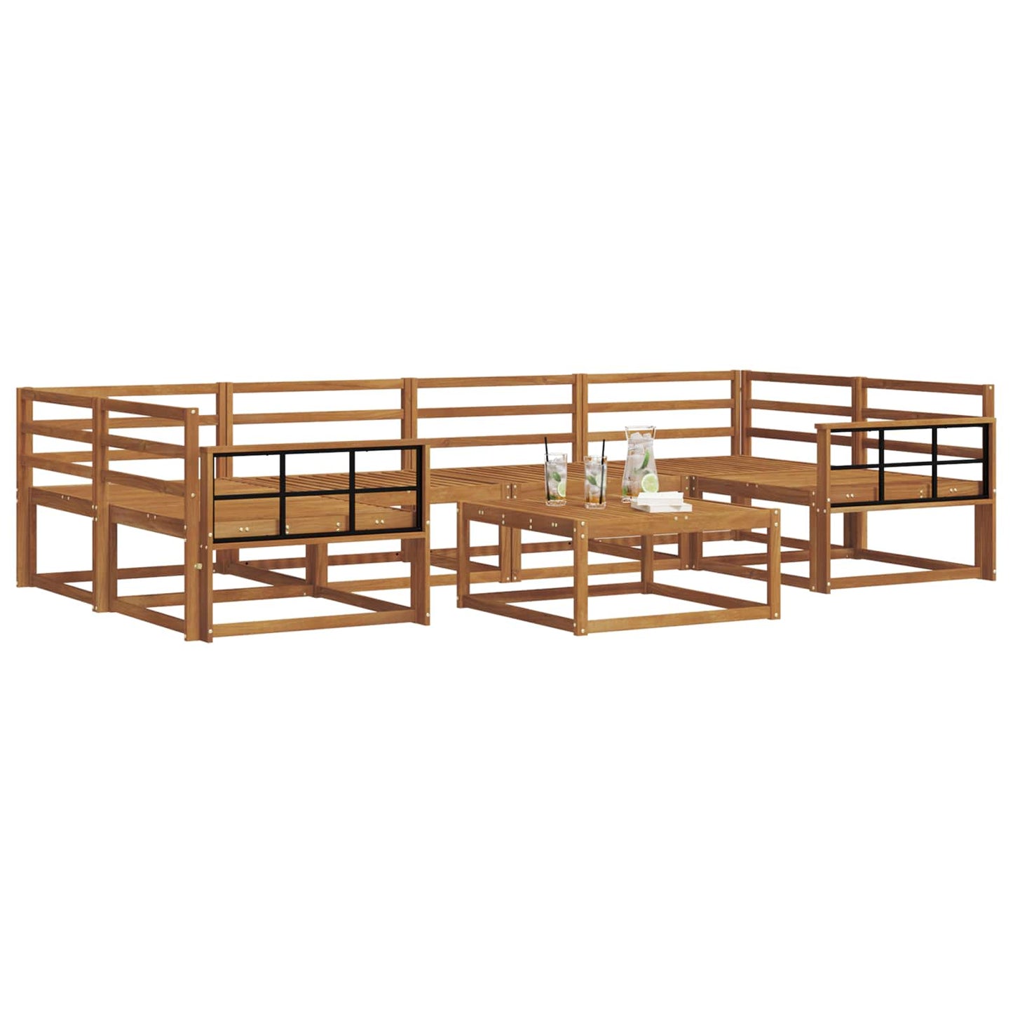 Outdoor Sofa Set 7 pcs Natural Solid Acacia Wood