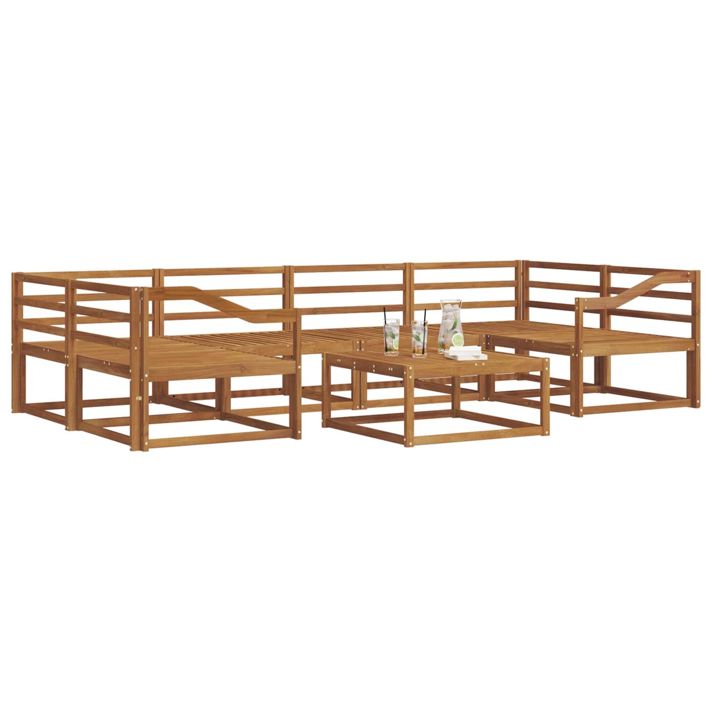Outdoor Sofa Set 7 pcs Natural Solid Acacia Wood