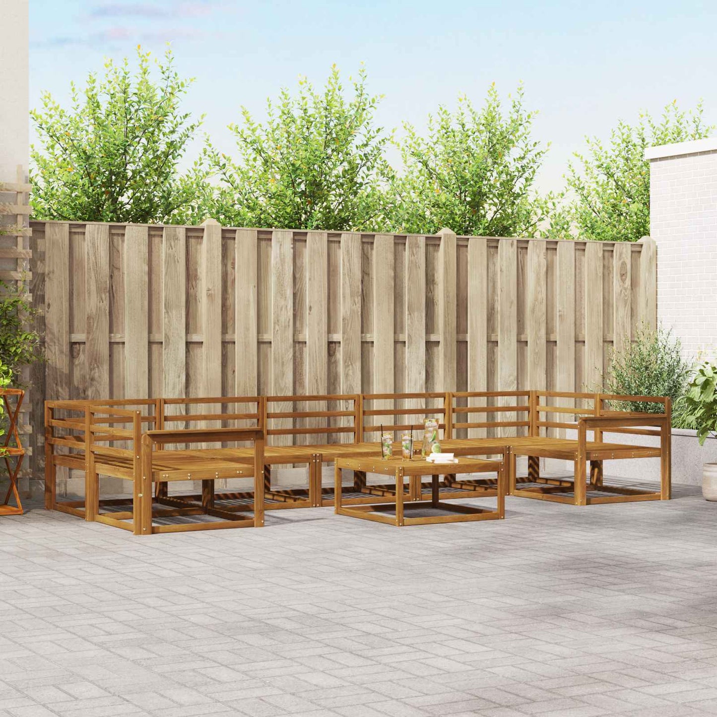 Outdoor Sofa Set 8 pcs Natural Solid Acacia Wood