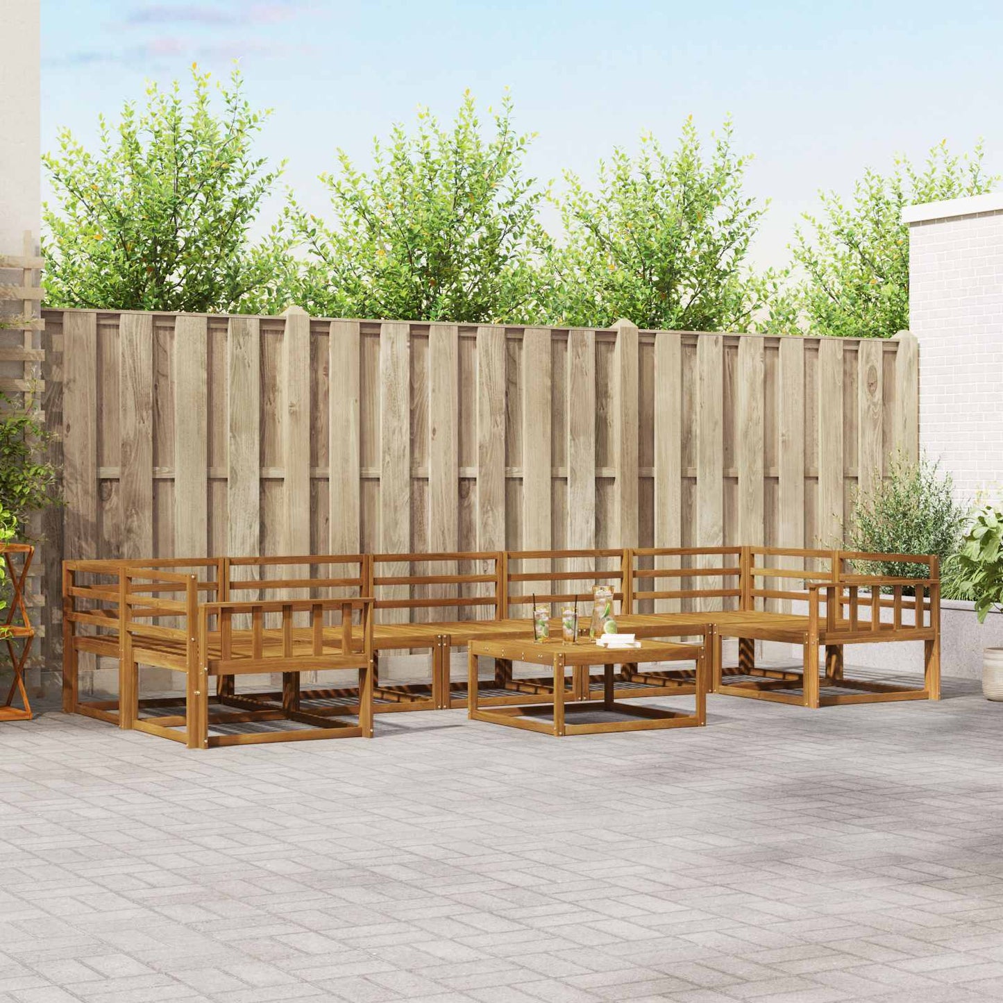 Outdoor Sofa Set 8 pcs Natural Solid Acacia Wood
