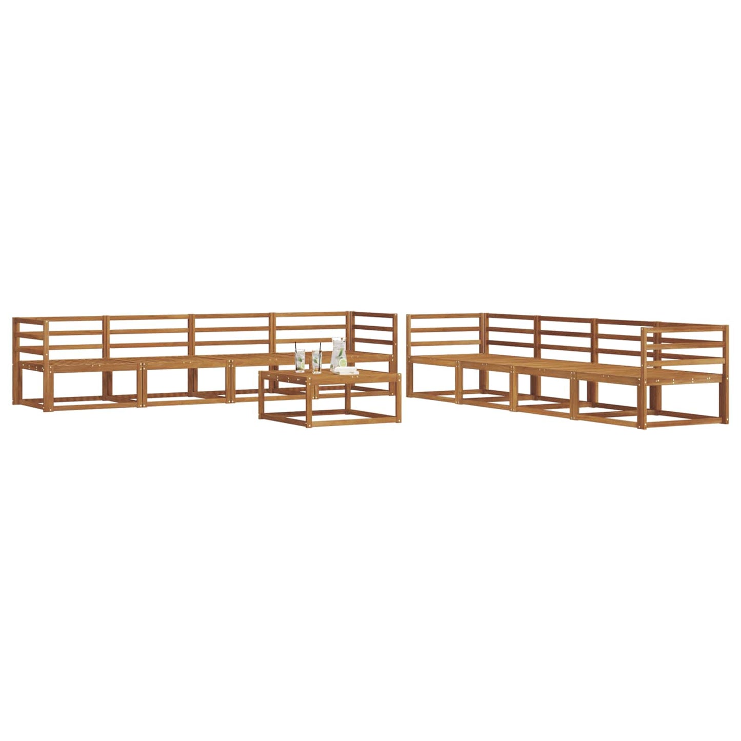 Outdoor Sofa Set 9 pcs Natural Solid Acacia Wood