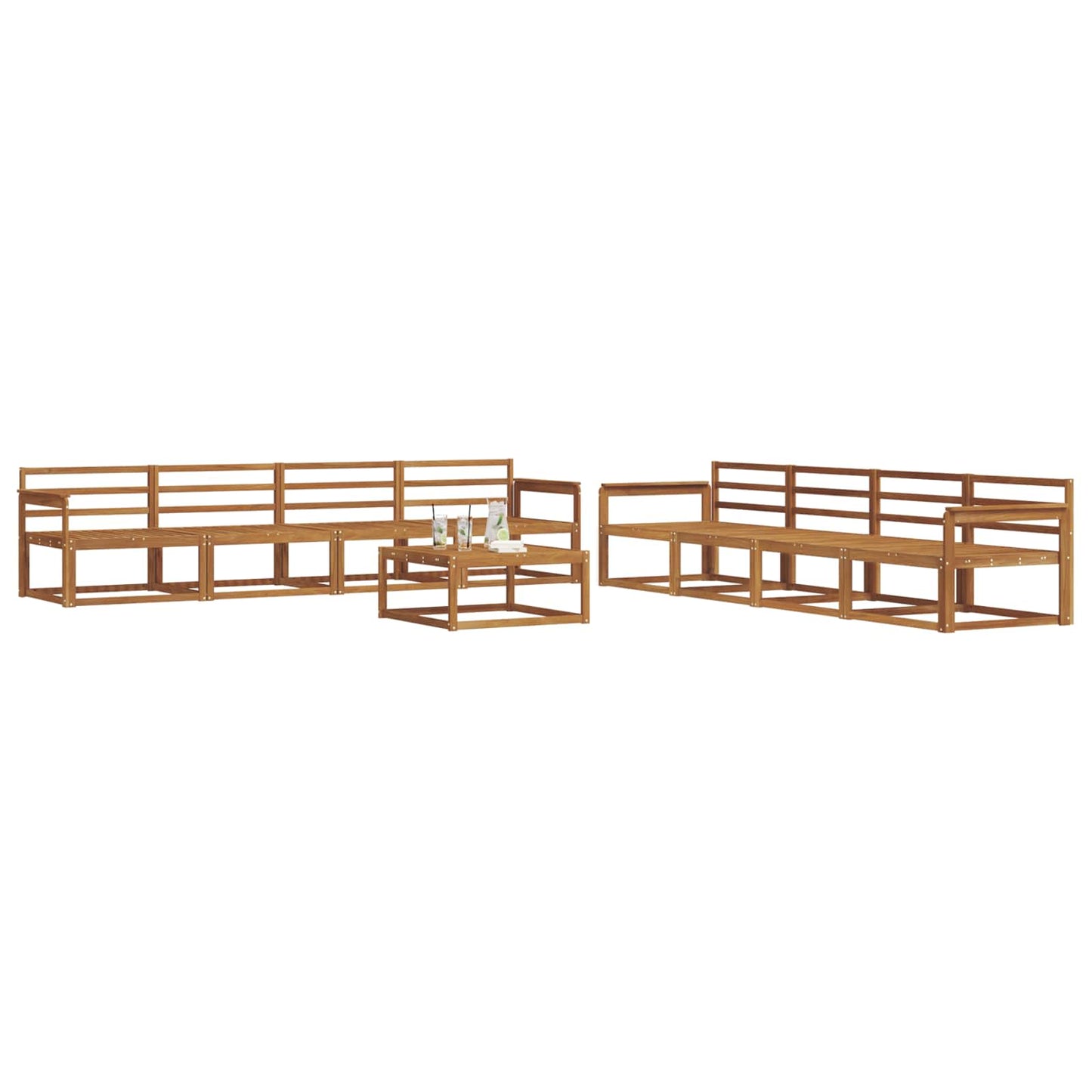 Outdoor Sofa Set 9 pcs Natural Solid Acacia Wood