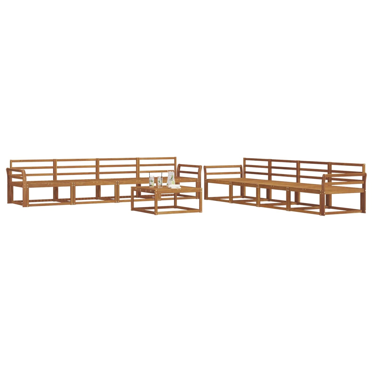Outdoor Sofa Set 9 pcs Natural Solid Acacia Wood