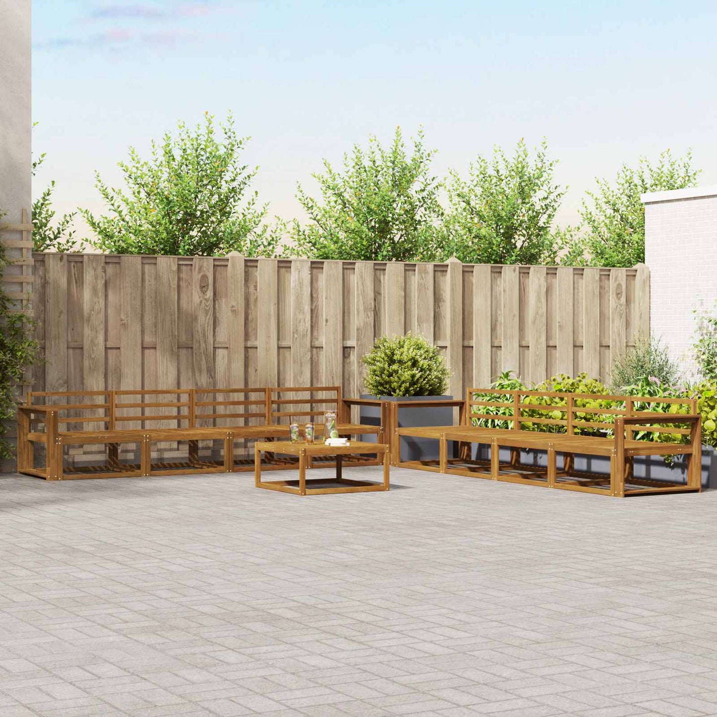 Outdoor Sofa Set 9 pcs Natural Solid Acacia Wood