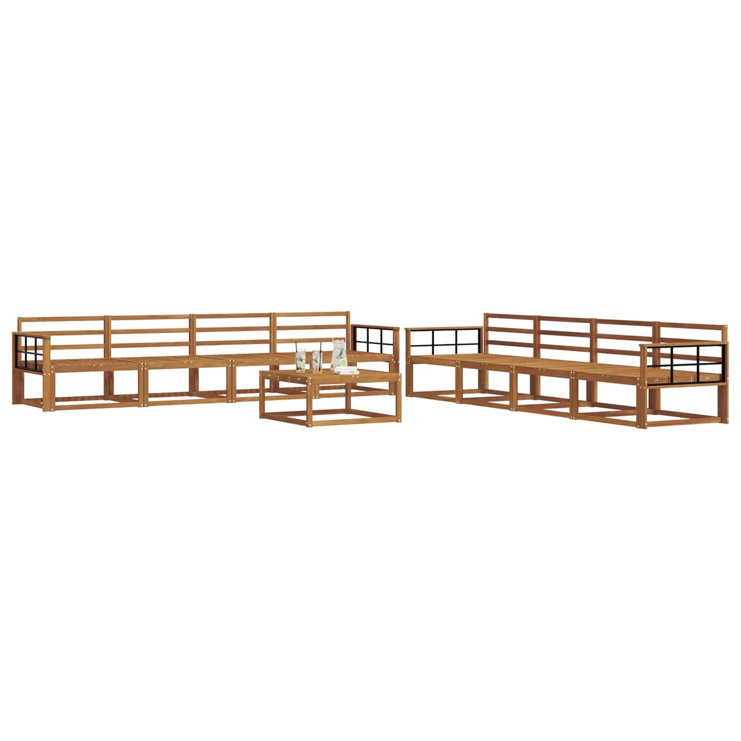 Outdoor Sofa Set 9 pcs Natural Solid Acacia Wood