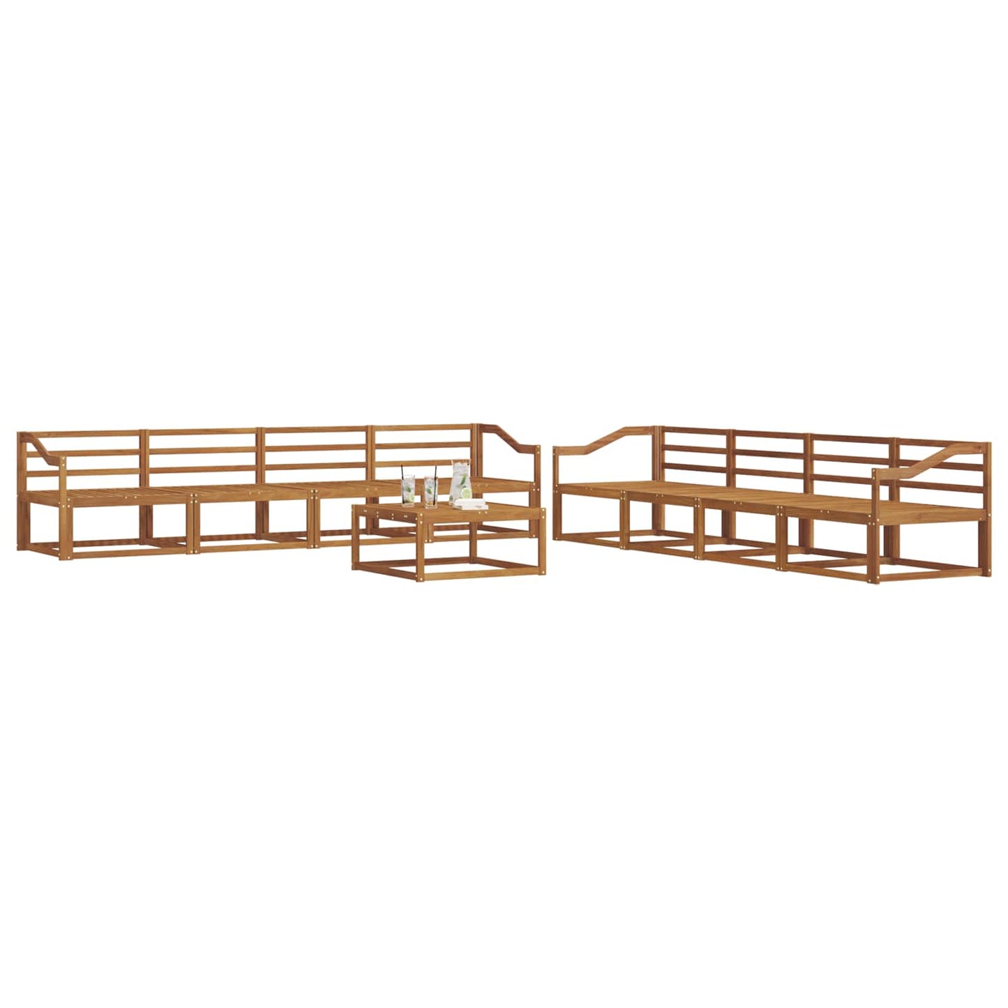 Outdoor Sofa Set 9 pcs Natural Solid Acacia Wood