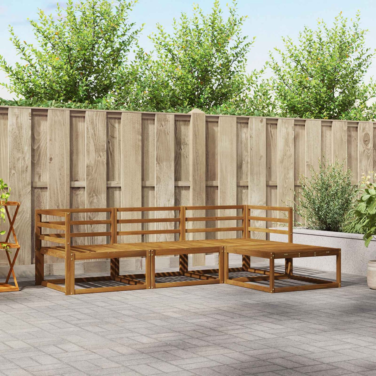 Outdoor Sofa Set 4 pcs Natural Solid Acacia Wood