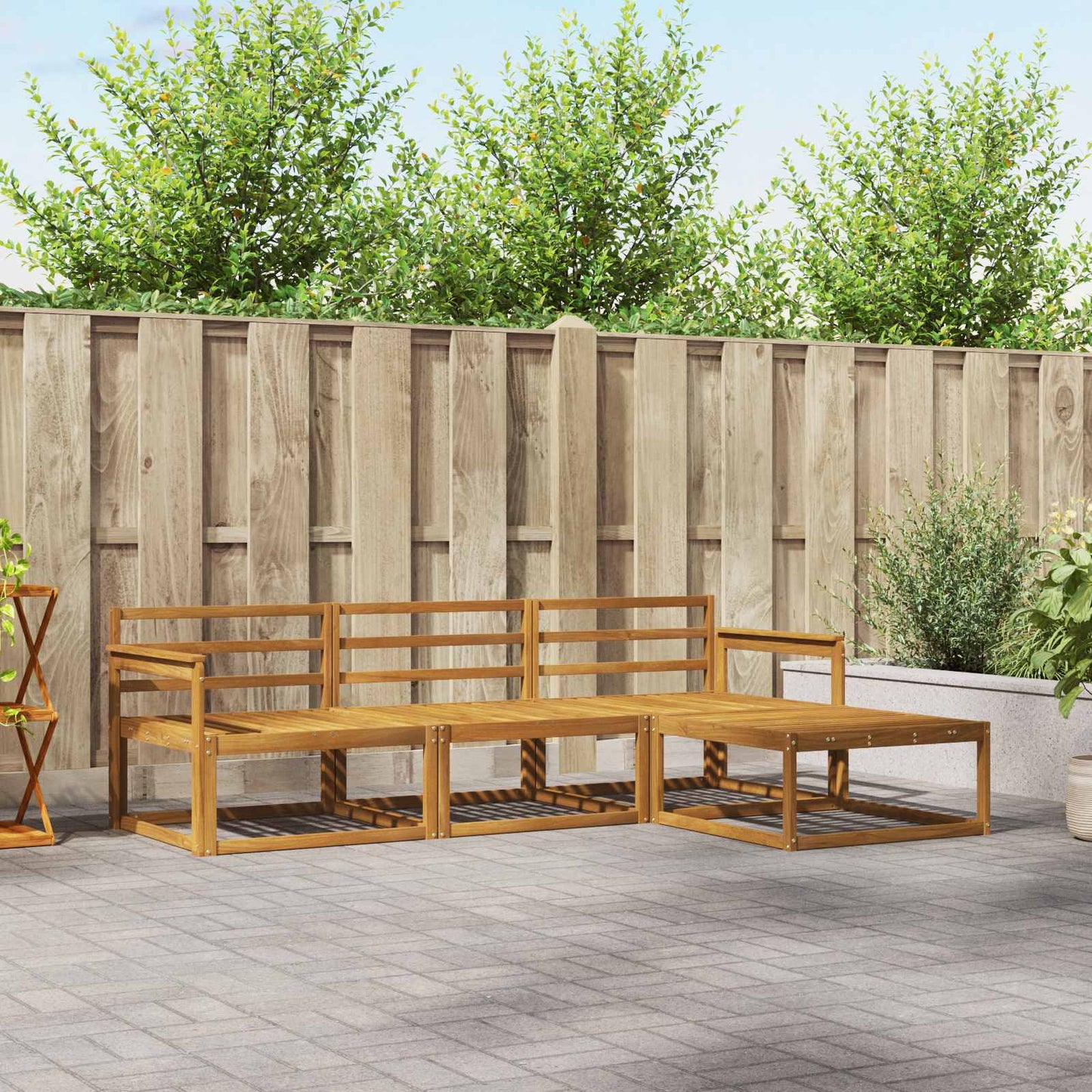 Outdoor Sofa Set 4 pcs Natural Solid Acacia Wood