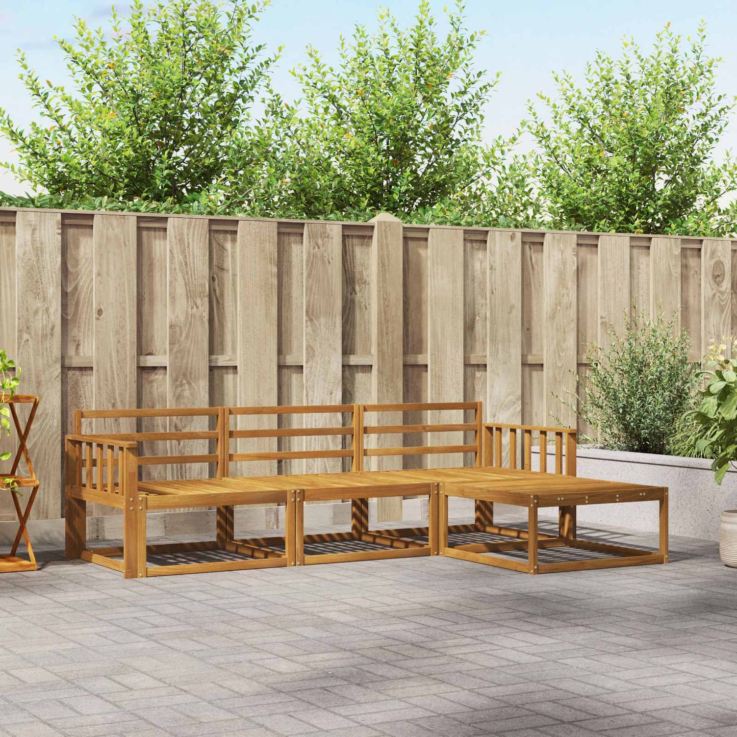 Outdoor Sofa Set 4 pcs Natural Solid Acacia Wood